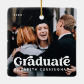 大学院フォトクリスマスホリデークラシックヴィンテージ セラミックオーナメント (裏面)