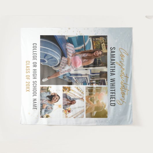 大学院フォトコラージュ卒業モダン背景 タペストリー (正面(横))