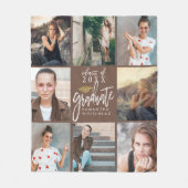 大学院フォトコラージュ金ゴールドグリッターキャップタン フリースブランケット (正面)