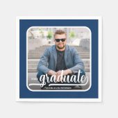 大学院フォトスはっきりしたクリプト青パーティー スタンダードカクテルナプキン (正面)