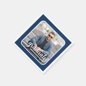 大学院フォトスはっきりしたクリプト青パーティー スタンダードカクテルナプキン (角)