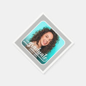 大学院フォトスはっきりしたクリプトSilver Gray スタンダードカクテルナプキン (角)