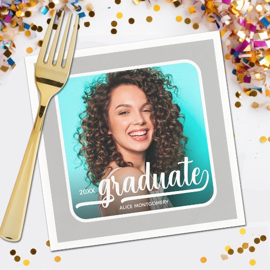 大学院フォトスはっきりしたクリプトSilver Gray スタンダードカクテルナプキン