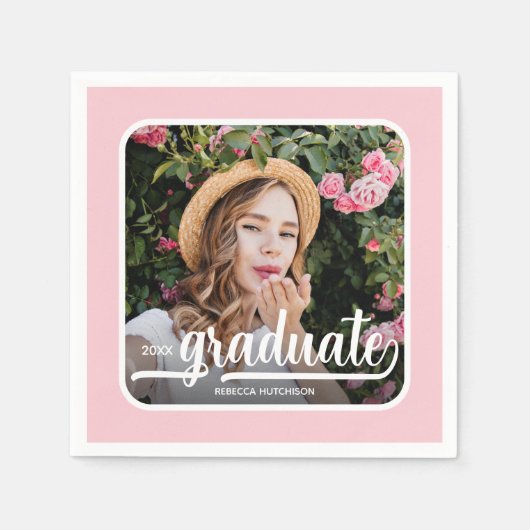 大学院フォトスクリプはっきりしたトピンク スタンダードカクテルナプキン (正面)