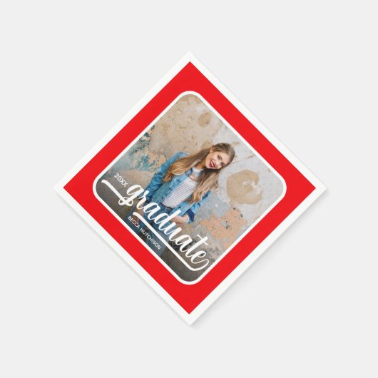 大学院フォトスクリプはっきりしたト赤 スタンダードカクテルナプキン (角)