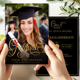 大学院フォトスクリプト金ゴールドブラック招待状 招待状