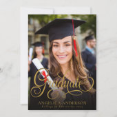 大学院フォトスクリプト金ゴールドブラック招待状 招待状 (正面)