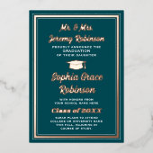 大学院フォトティール(緑がかった色)&フォイル卒業発表 箔招待状 (正面)