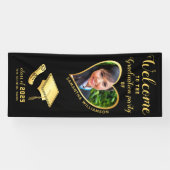 大学院フォトブラック金ゴールド卒業へようこそ 横断幕 (横)