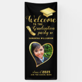 大学院フォトブラック金ゴールド卒業へようこそ 横断幕 (縦)