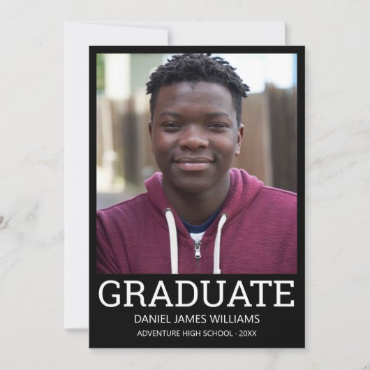 大学院フォトミニマリスト黒枠ホワイトスクリプト 案内状 (正面)