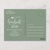 大学院フォトミニマルシンプルリストのスクリプトグリーン ポストカード (裏面)