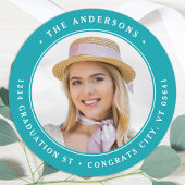 大学院フォトラウンドパーソナライズされた差出人住所 ラウンドシール