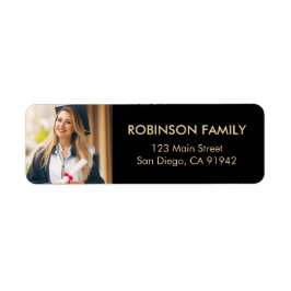 大学院フォト金ゴールドスクリプトモダン差出人住所 ラベル