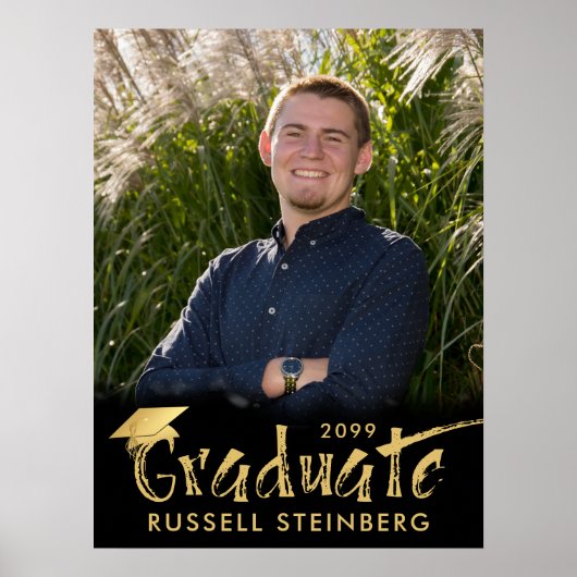 大学院フォト金ゴールドブラシタイポグラフィ ポスター (正面)