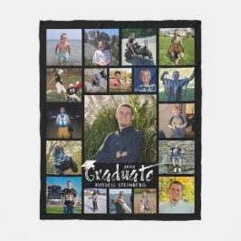 大学院ブラシタイポグラフィ19フォトコラージブラック フリースブランケット