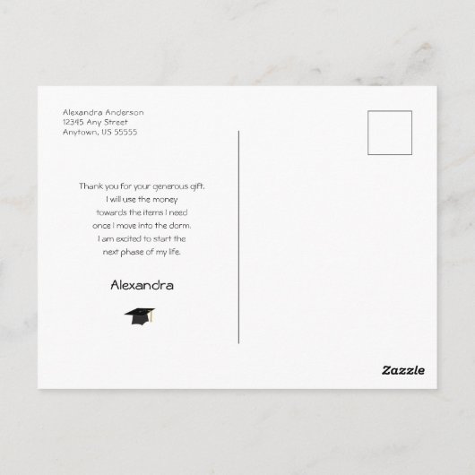 大学院ブラックスクリプト写真卒業ありがとう ポストカード (裏面)