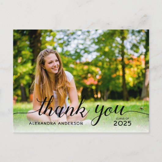 大学院ブラックスクリプト写真卒業ありがとう ポストカード (正面)