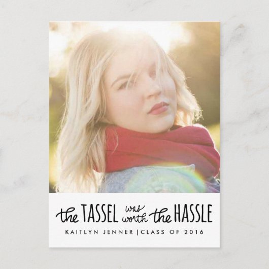 大学院ブラックタイポグラフィ | 写真の日付を保存 案内ポストカード (正面)