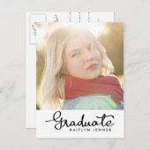 大学院ブラックタイポグラフィ | 写真の日付を保存 案内ポストカード (正面/裏面)