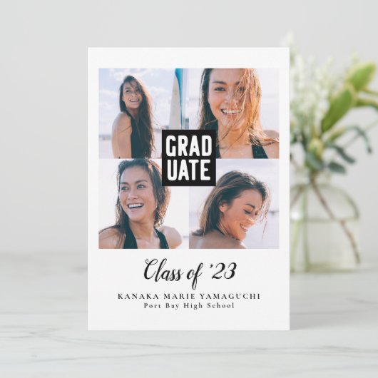 大学院ブラックブロック数々の写真卒業パーティー 招待状 (スタンド正面)