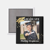 大学院ブラック金ゴールドキャップ写真あなたの色を星 マグネット (正面/裏面)