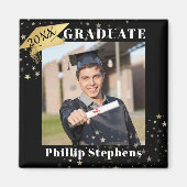 大学院ブラック金ゴールドキャップ写真あなたの色を星 マグネット (正面)