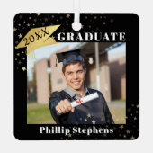 大学院ブラック金ゴールドキャップ写真あなたの色を星 メタルオーナメント (裏面)