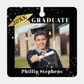 大学院ブラック金ゴールドキャップ写真あなたの色を星 メタルオーナメント (正面)