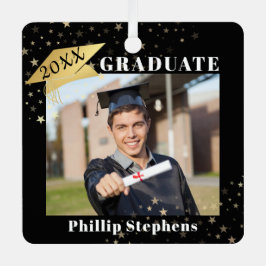 大学院ブラック金ゴールドキャップ写真あなたの色を星 メタルオーナメント