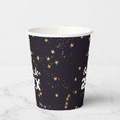 大学院ブルー金ゴールドグリッター紙吹雪卒業キャップ 紙コップ (左)