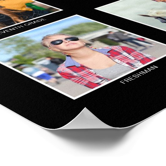 大学院プリスクールからシニア写真へブラック金ゴールド ポスター (角)