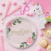 大学院ホットピンクフローラ卒業パーティー ペーパープレート (パーティー)