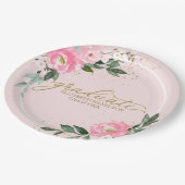 大学院ホットピンクフローラ卒業パーティー ペーパープレート (アングル)