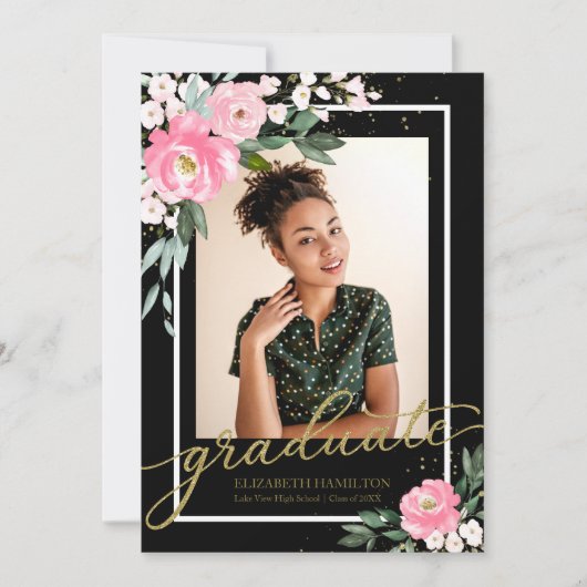 大学院ホットピンクフローラ卒業発表写真 案内状 (正面)