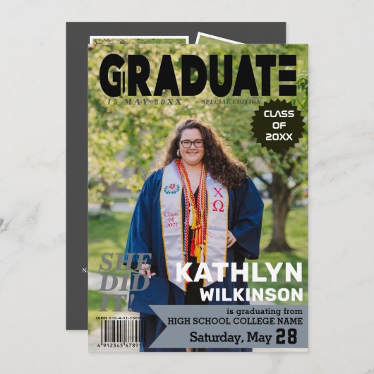 大学院マガジンカバースタイルモダン5枚の写真 案内状 (正面/裏面)