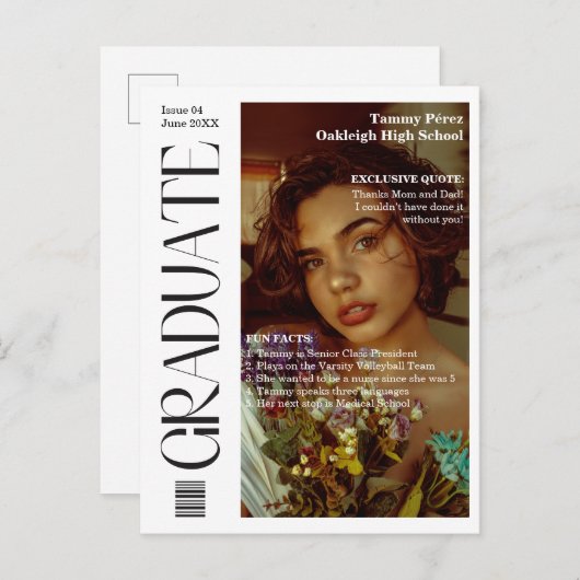 大学院マガジンカバー写真卒業パーティー 案内ポストカード (正面/裏面)