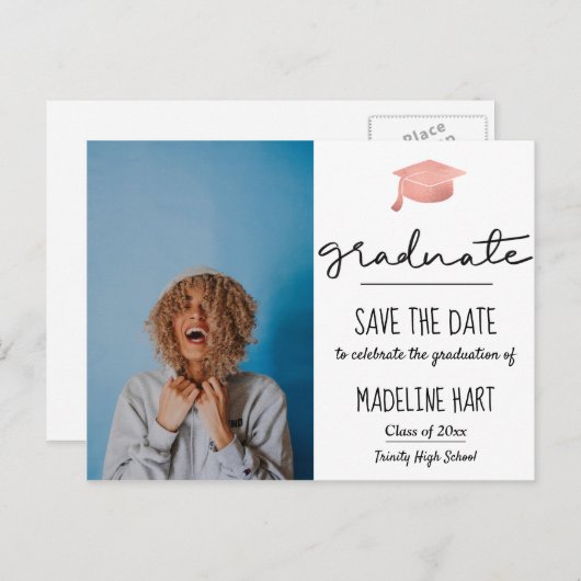 大学院ミニマルの脚本 | 写真の日付を保存 案内ポストカード (正面/裏面)