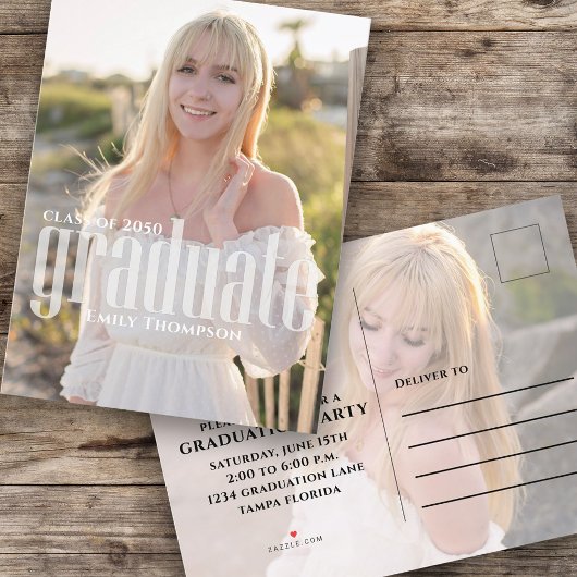 大学院ミニマルシンプルスモダン2写真予算 インビテーションポストカード