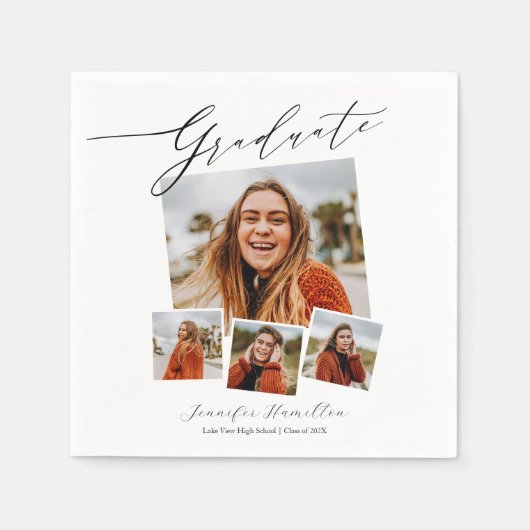 大学院ミニマル写真卒業パーティー スタンダードカクテルナプキン (正面)