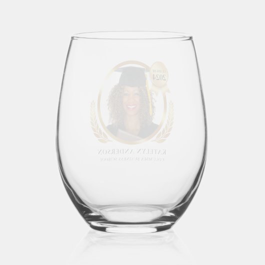 大学院モダンカスタム写真学校卒業 ステムなしワイングラス (裏面)