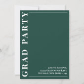 大学院モダンシンプル写真最小主義グリーン 招待状 (裏面)