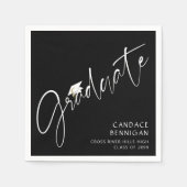 大学院モダンスクリプト白帽黒 スタンダードカクテルナプキン (正面)