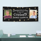 大学院モダンタイポグラフィ写真黒金ゴールド星 横断幕 (トレードショー)