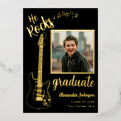 大学院モダンフォトギタクールーブラックと金ゴールド 箔招待状 (正面)