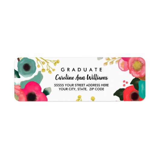 大学院モダンフローラ差出人住所ラベル ラベル (正面)