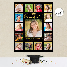 大学院モダンブラック金ゴールド15フォトコラージュ ポスター