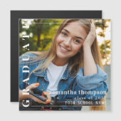 大学院モダンミニマシンプルリスト写真磁気 マグネット招待状 (正面/裏面)