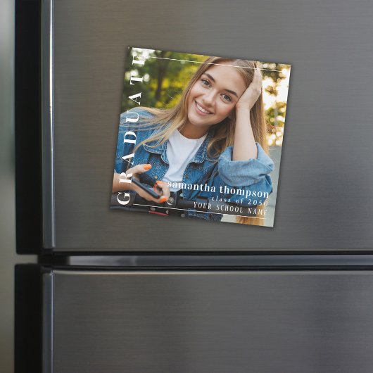 大学院モダンミニマシンプルリスト写真磁気 マグネット招待状