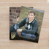 大学院モダンミニマル写真撮影タイポグラフィ金ゴールド 案内状